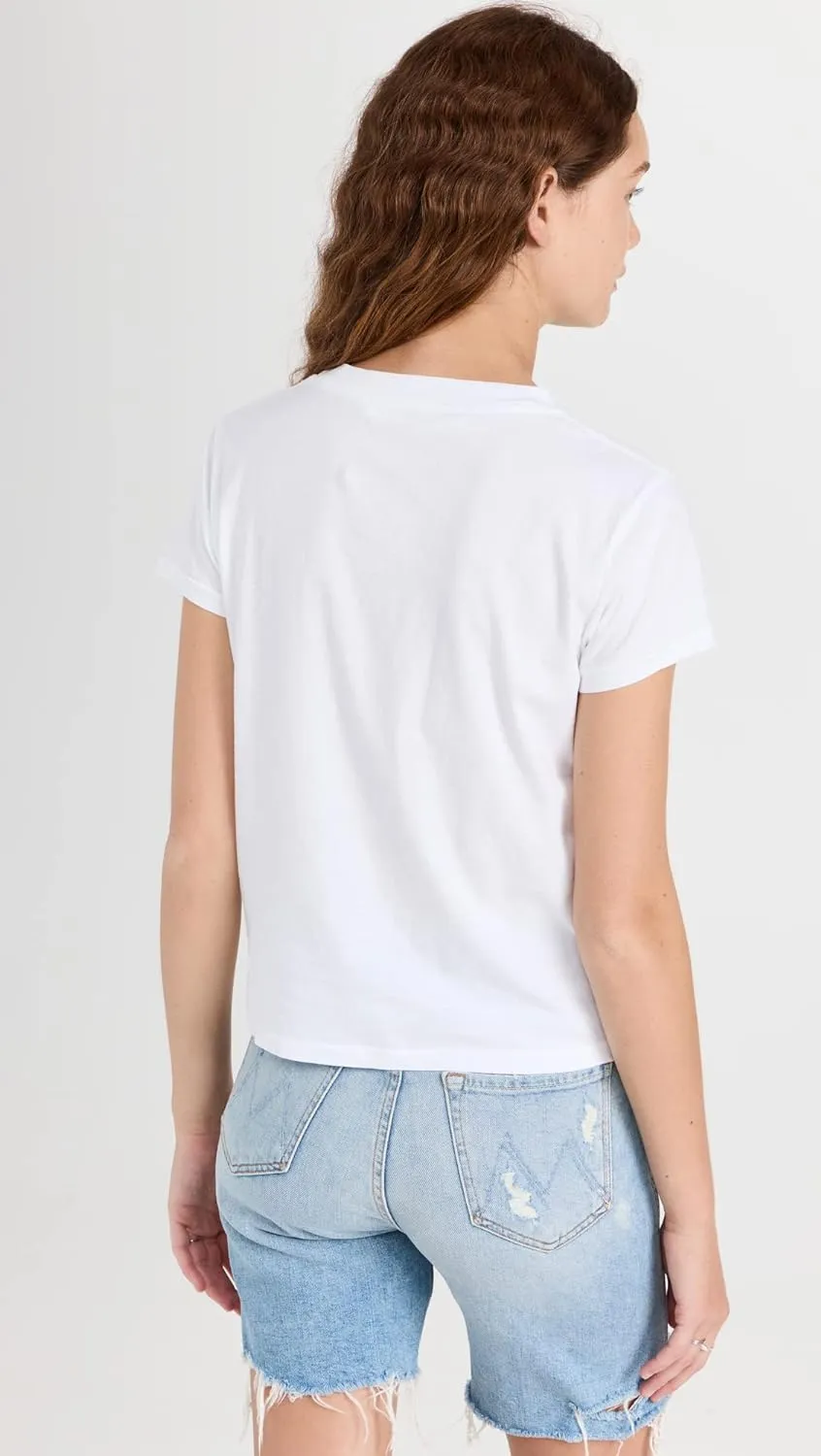 MOTHER Damen The Lil Goodie Goodie T-Shirt, Leuchtendes Weiß