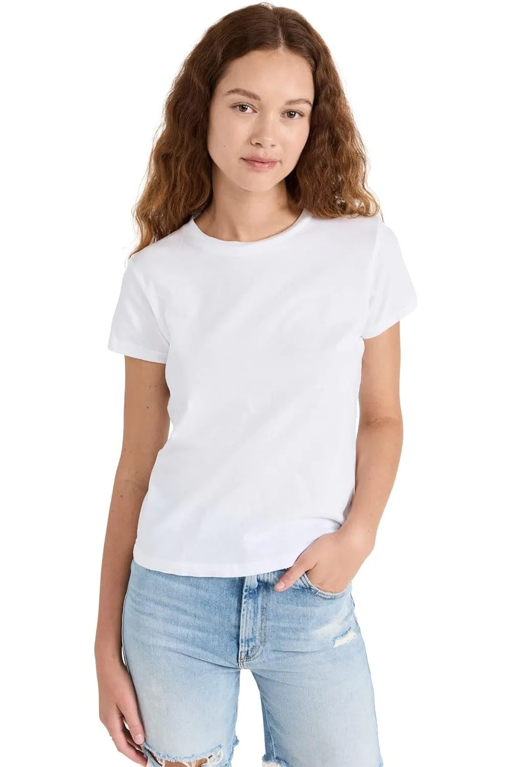 MOTHER Damen The Lil Goodie Goodie T-Shirt, Leuchtendes Weiß