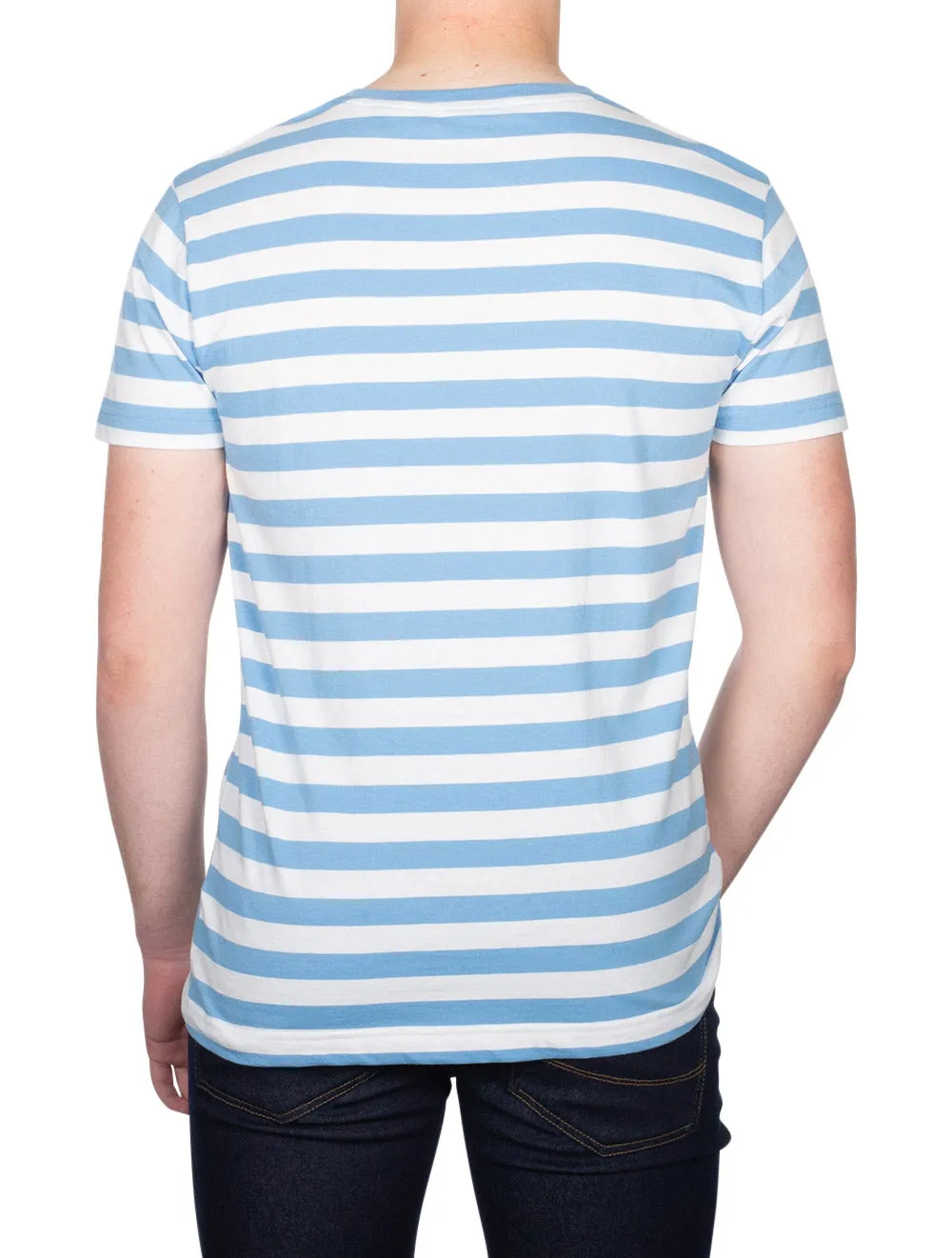 Multistreifen T-Shirt Sanftes Blau