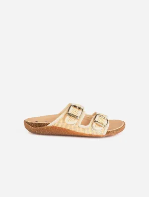 Meine Fußbett-Raffia-Kork-Vegan-Sandalen | Beige