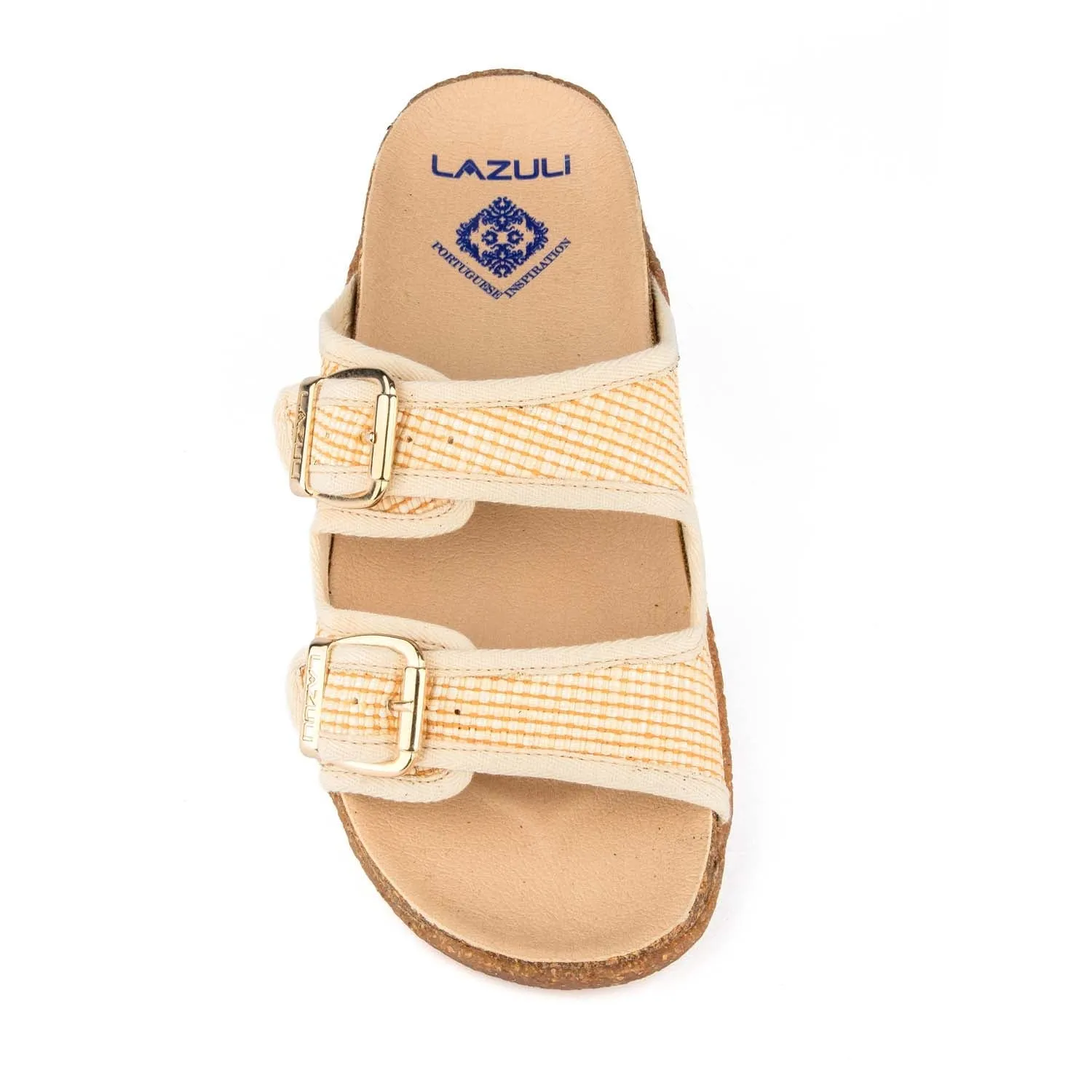Meine Fußbett-Raffia-Kork-Vegan-Sandalen | Beige