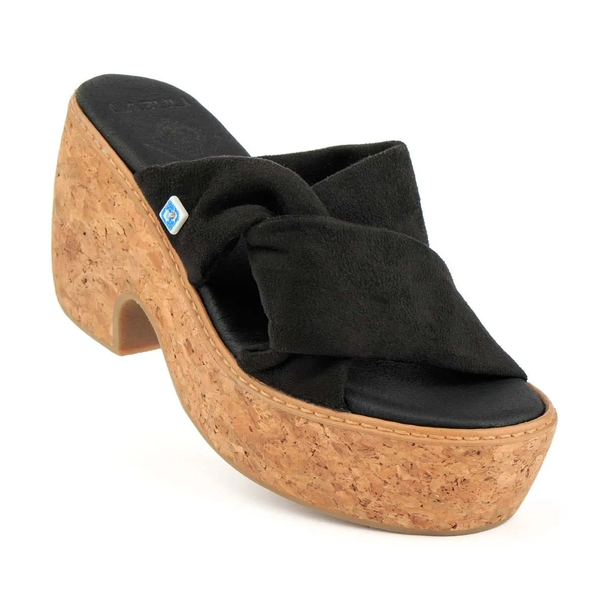 My Twist Vegan Wildleder & Kork Keilabsatz | Schwarz