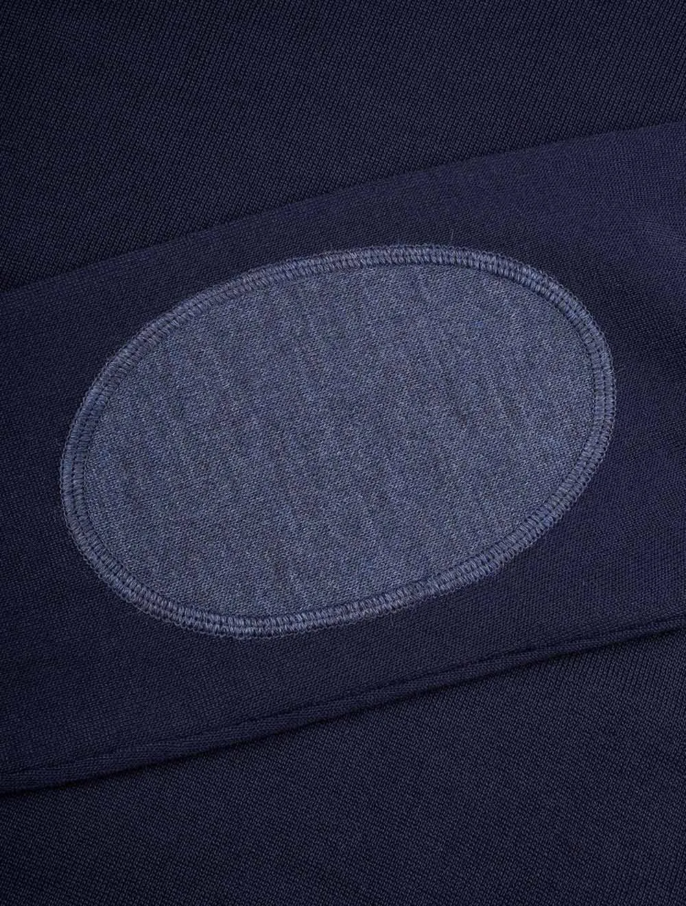 Marineblauer Merinowollpullover mit Aufnähern