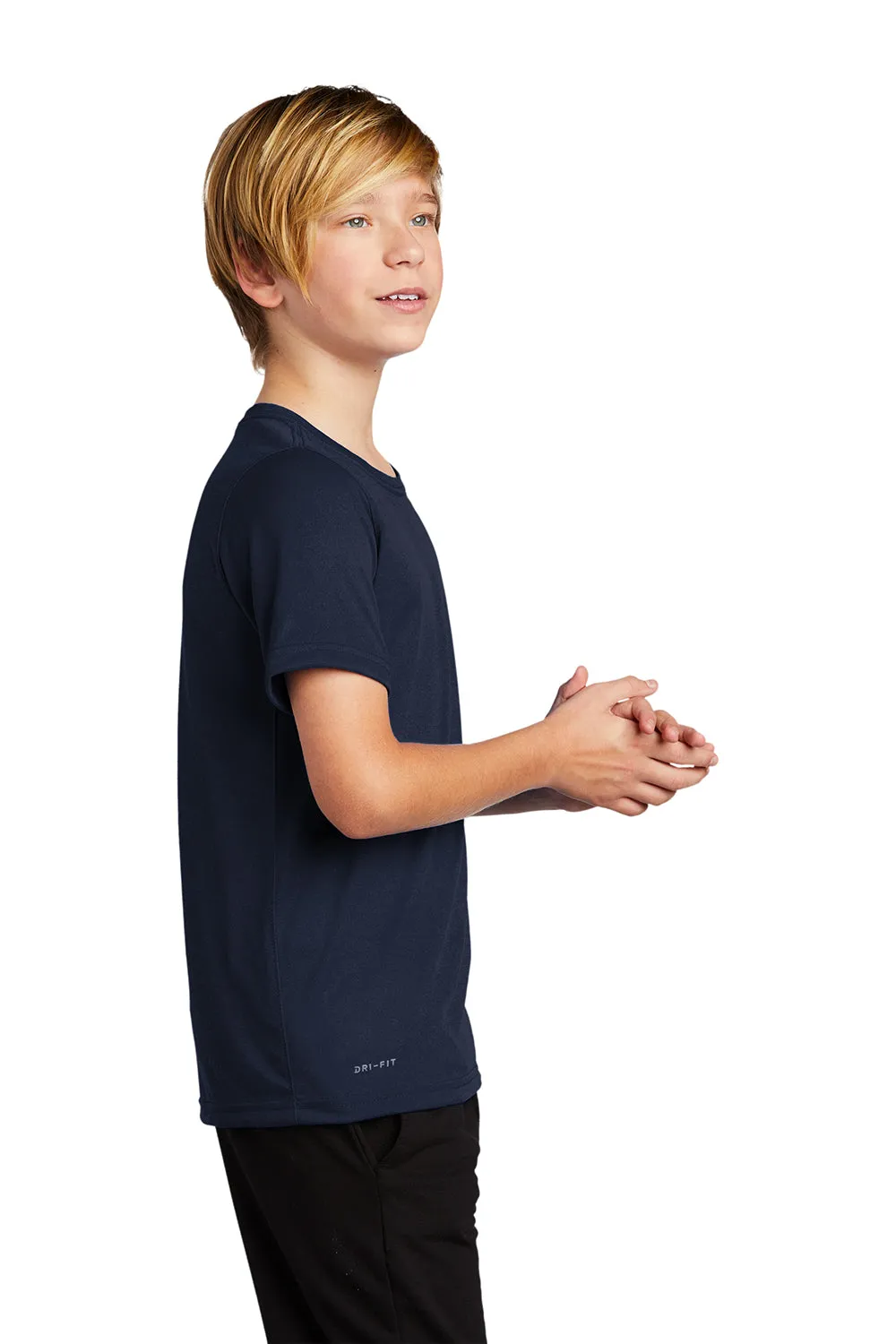 Nike Jugendteam rLegend Dri-Fit Feuchtigkeitstransportierendes Kurzarm-Crewneck-T-Shirt - College Navy Blau
