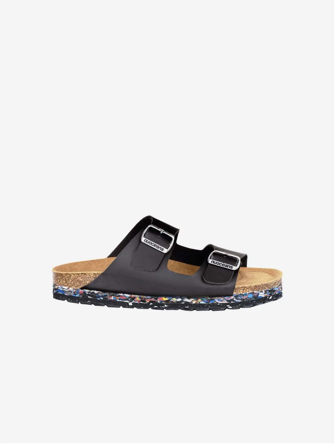 Nuo Recycelte Flipflop & Kork Sandalen mit Schnalle | Onyx