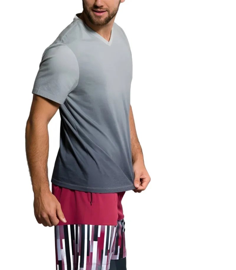 Onzie Yoga Herren Ombré V-Ausschnitt T-Shirt 707 Schwarz