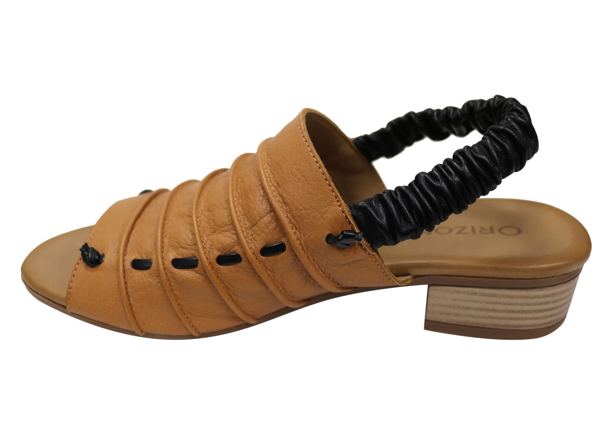 Orizonte Jara Damen Europäische Leder Bequeme Sandalen mit niedrigem Absatz Orizonte Schuhe
