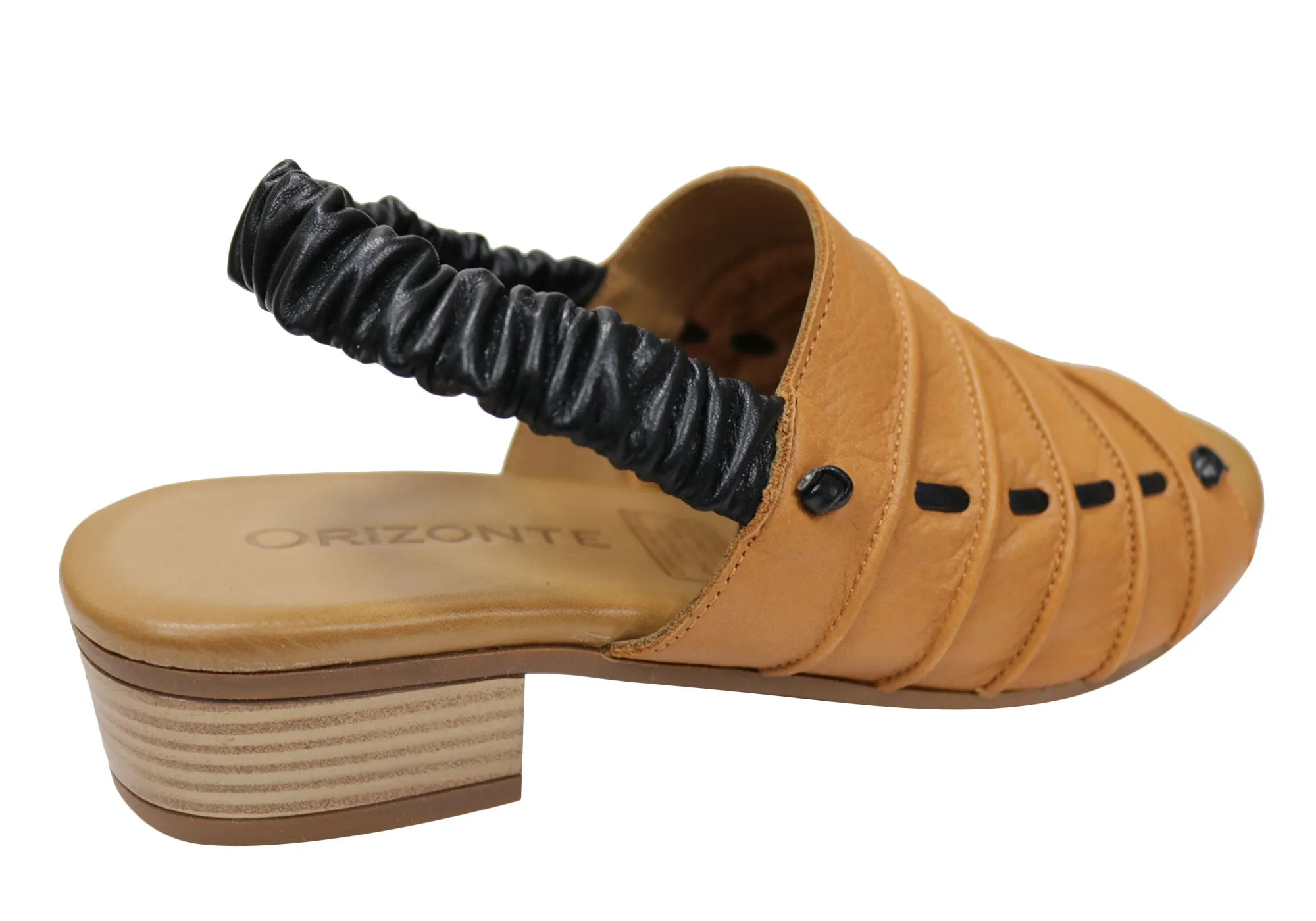 Orizonte Jara Damen Europäische Leder Bequeme Sandalen mit niedrigem Absatz Orizonte Schuhe