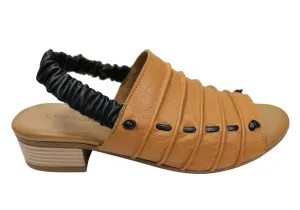 Orizonte Jara Damen Europäische Leder Bequeme Sandalen mit niedrigem Absatz Orizonte Schuhe