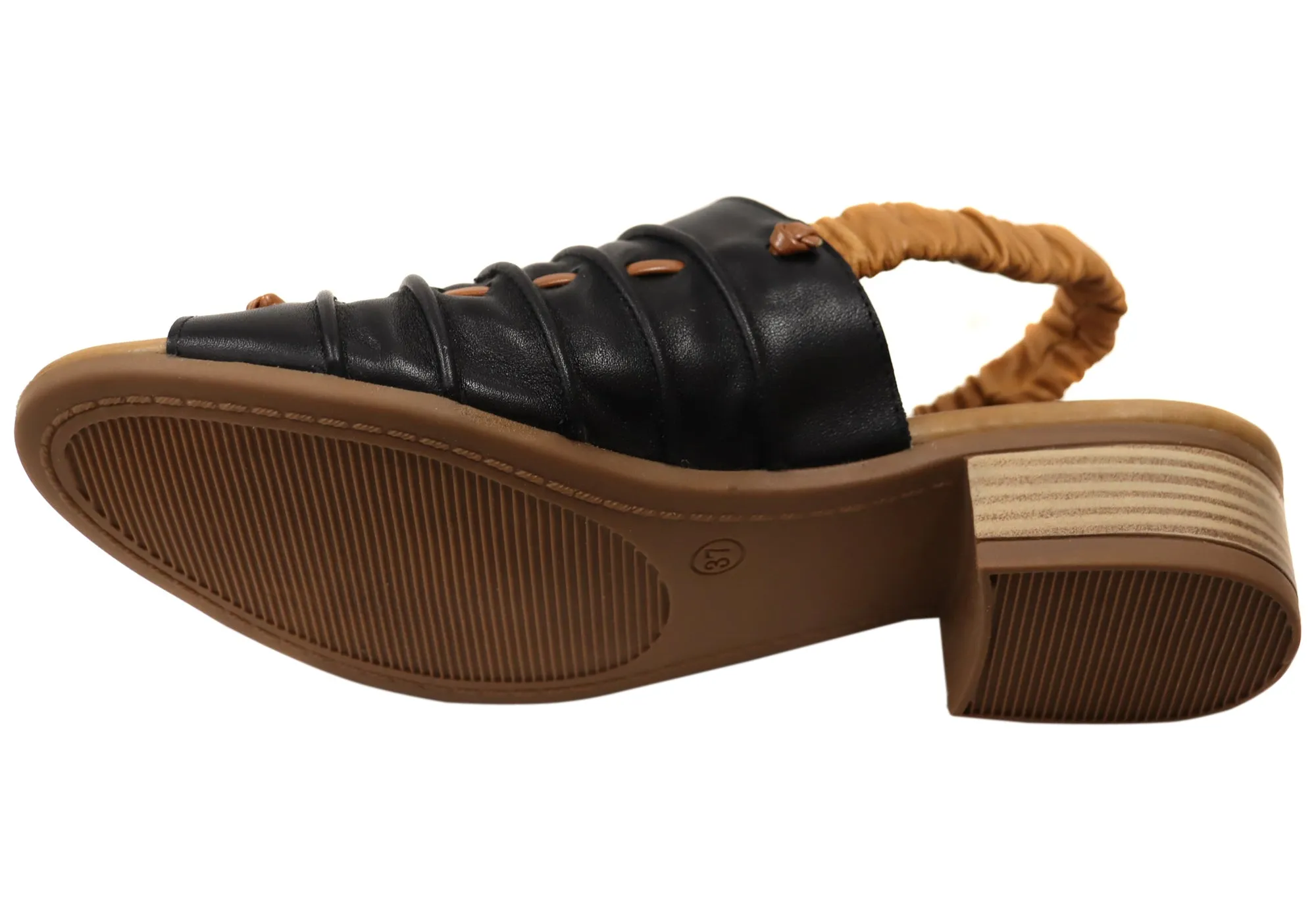 Orizonte Jara Damen Europäische Leder Bequeme Sandalen mit niedrigem Absatz Orizonte Schuhe