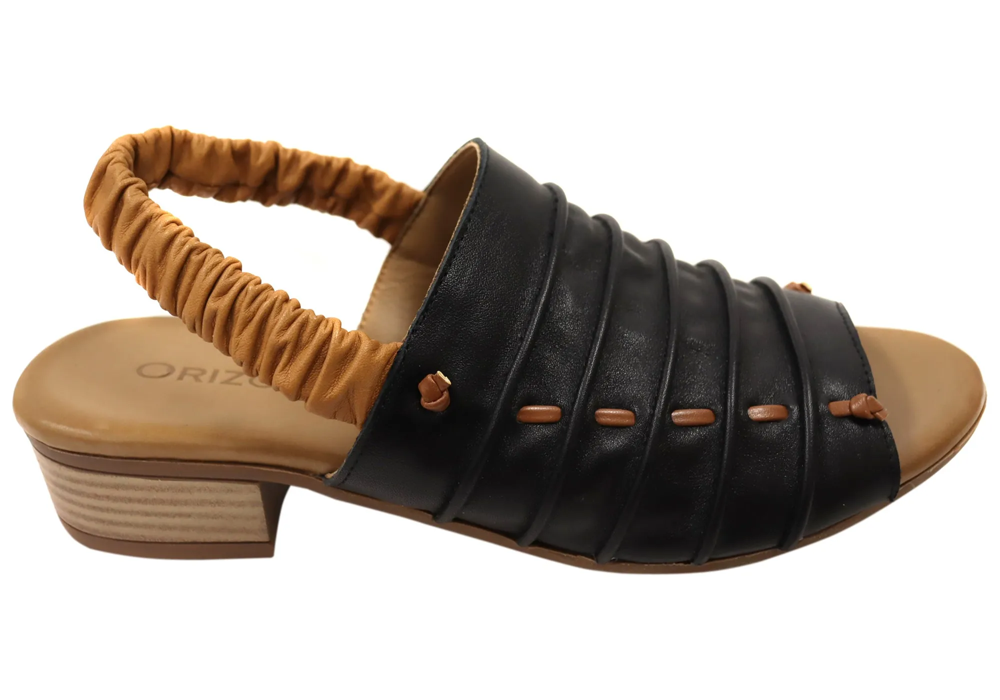 Orizonte Jara Damen Europäische Leder Bequeme Sandalen mit niedrigem Absatz Orizonte Schuhe