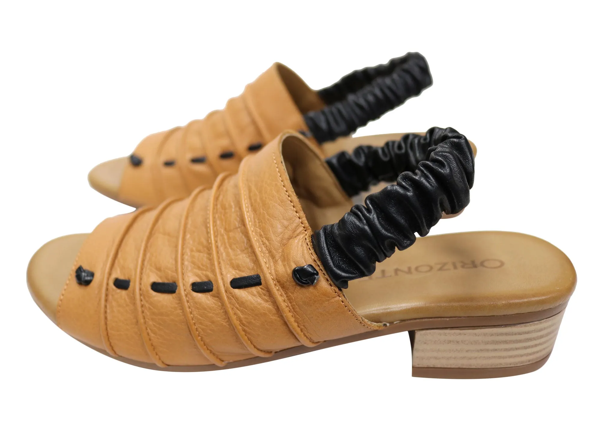 Orizonte Jara Damen Europäische Leder Bequeme Sandalen mit niedrigem Absatz Orizonte Schuhe