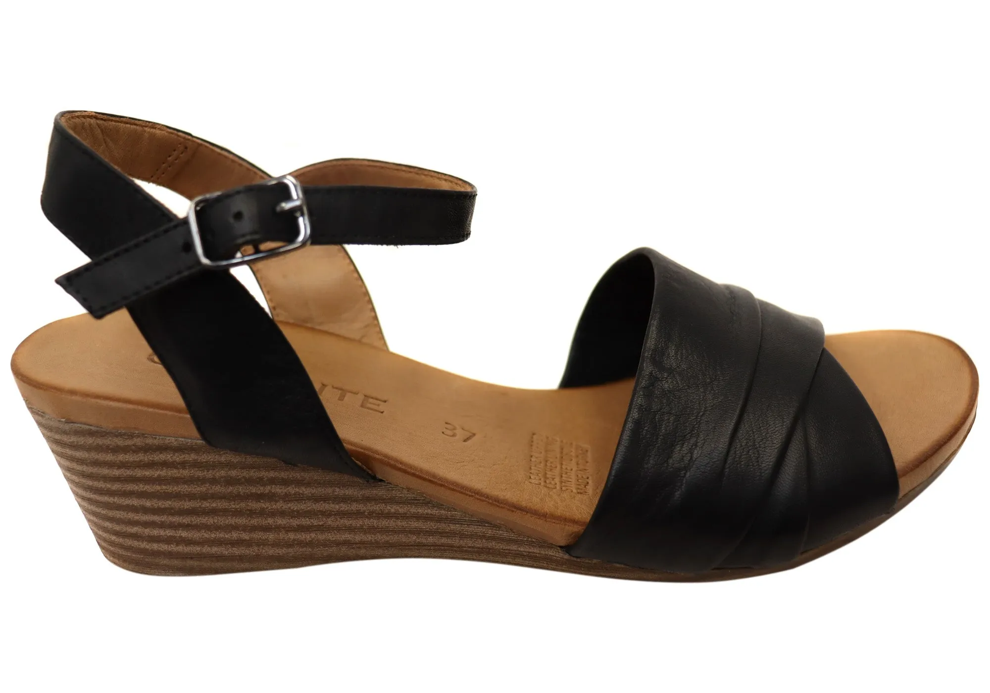 Orizonte Moonlight Damen Europäische Ledere Keil-Sandalen Orizonte Schuhe