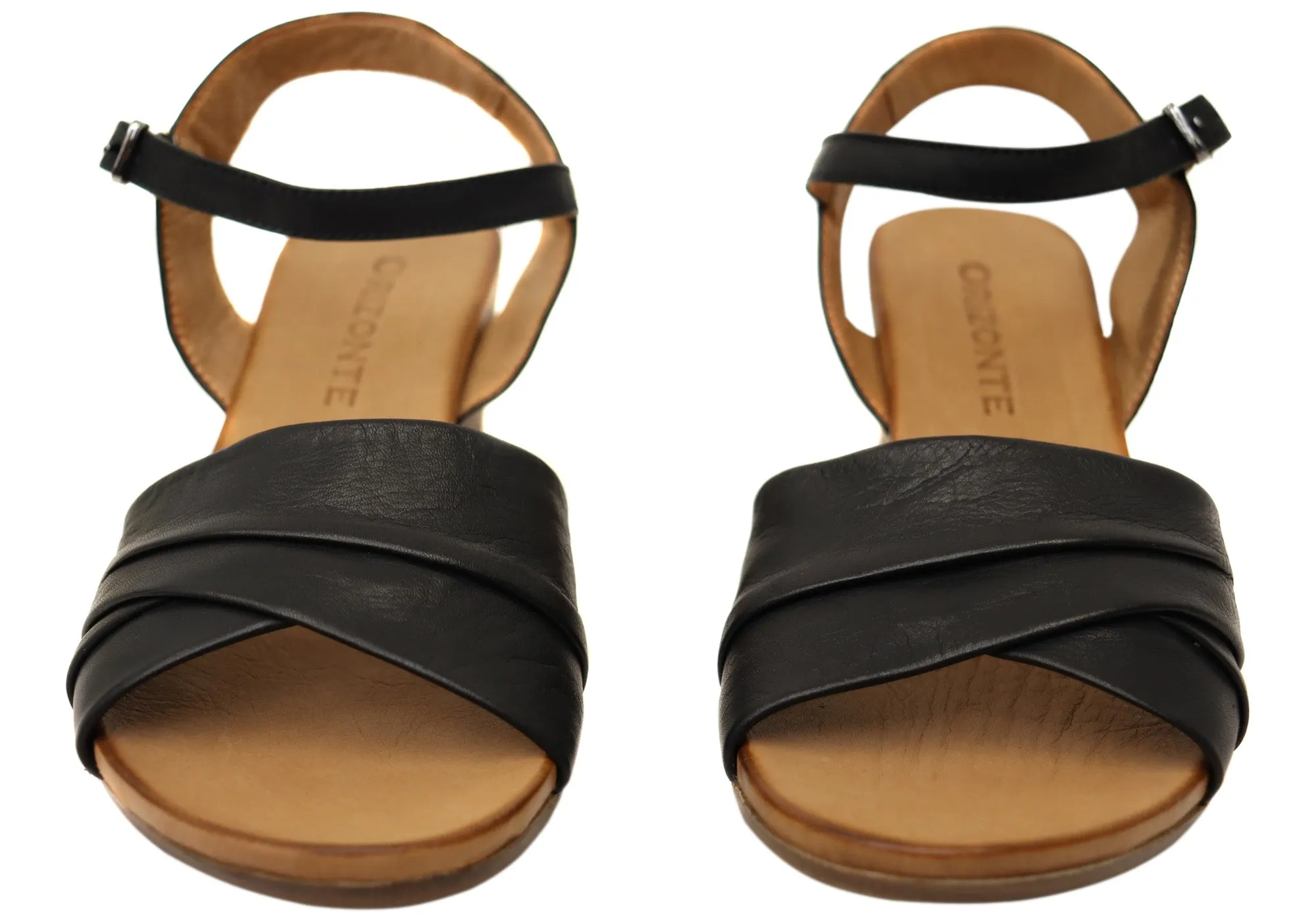 Orizonte Moonlight Damen Europäische Ledere Keil-Sandalen Orizonte Schuhe