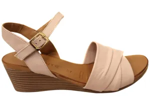 Orizonte Moonlight Damen Europäische Ledere Keil-Sandalen Orizonte Schuhe