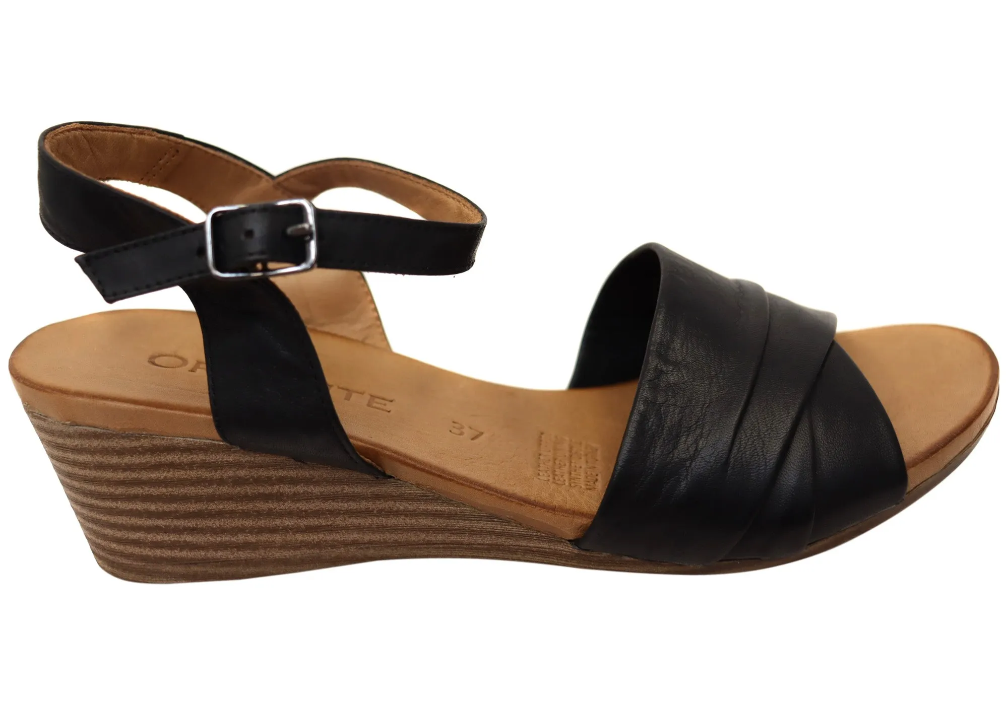 Orizonte Moonlight Damen Europäische Ledere Keil-Sandalen Orizonte Schuhe