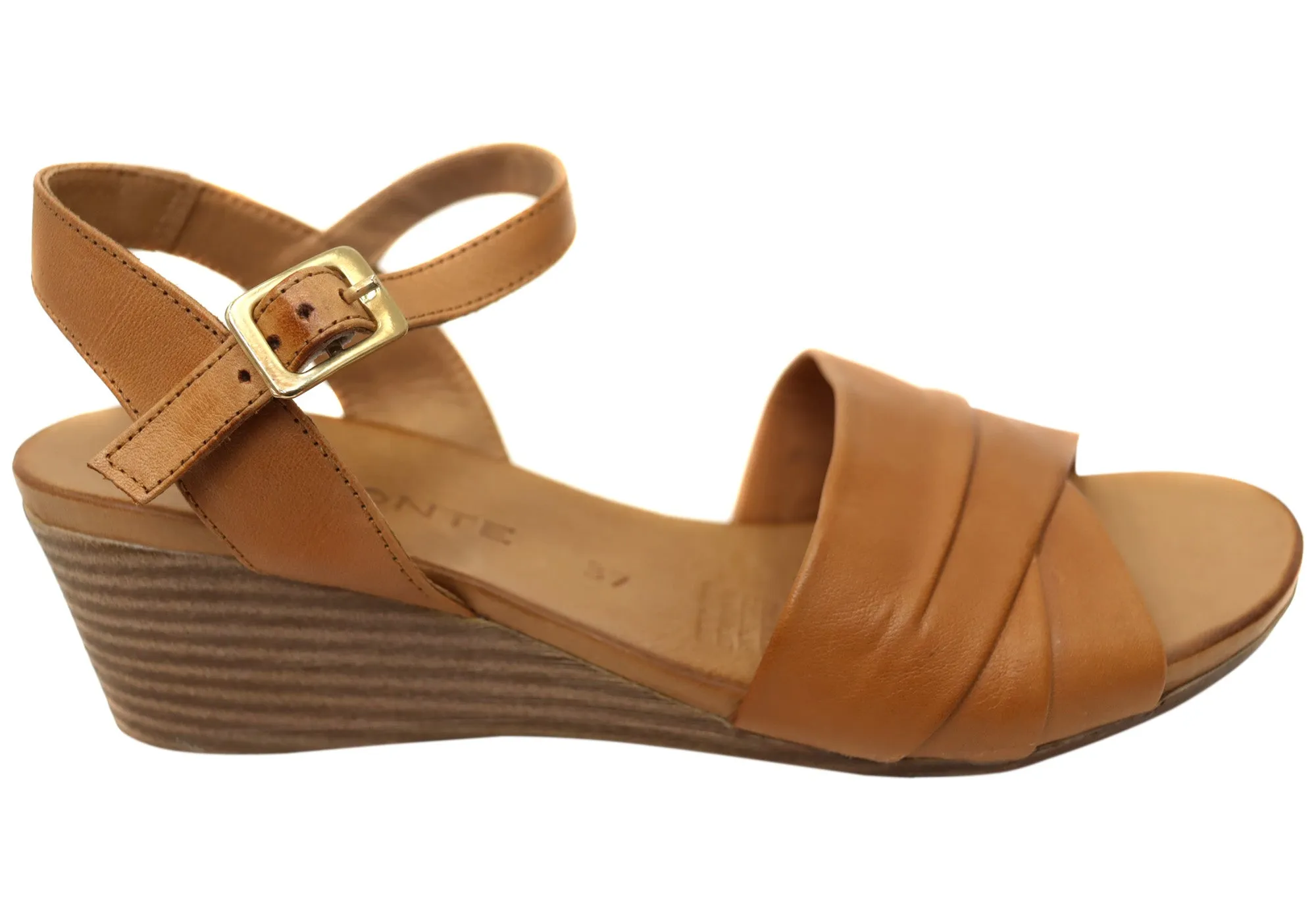Orizonte Moonlight Damen Europäische Ledere Keil-Sandalen Orizonte Schuhe