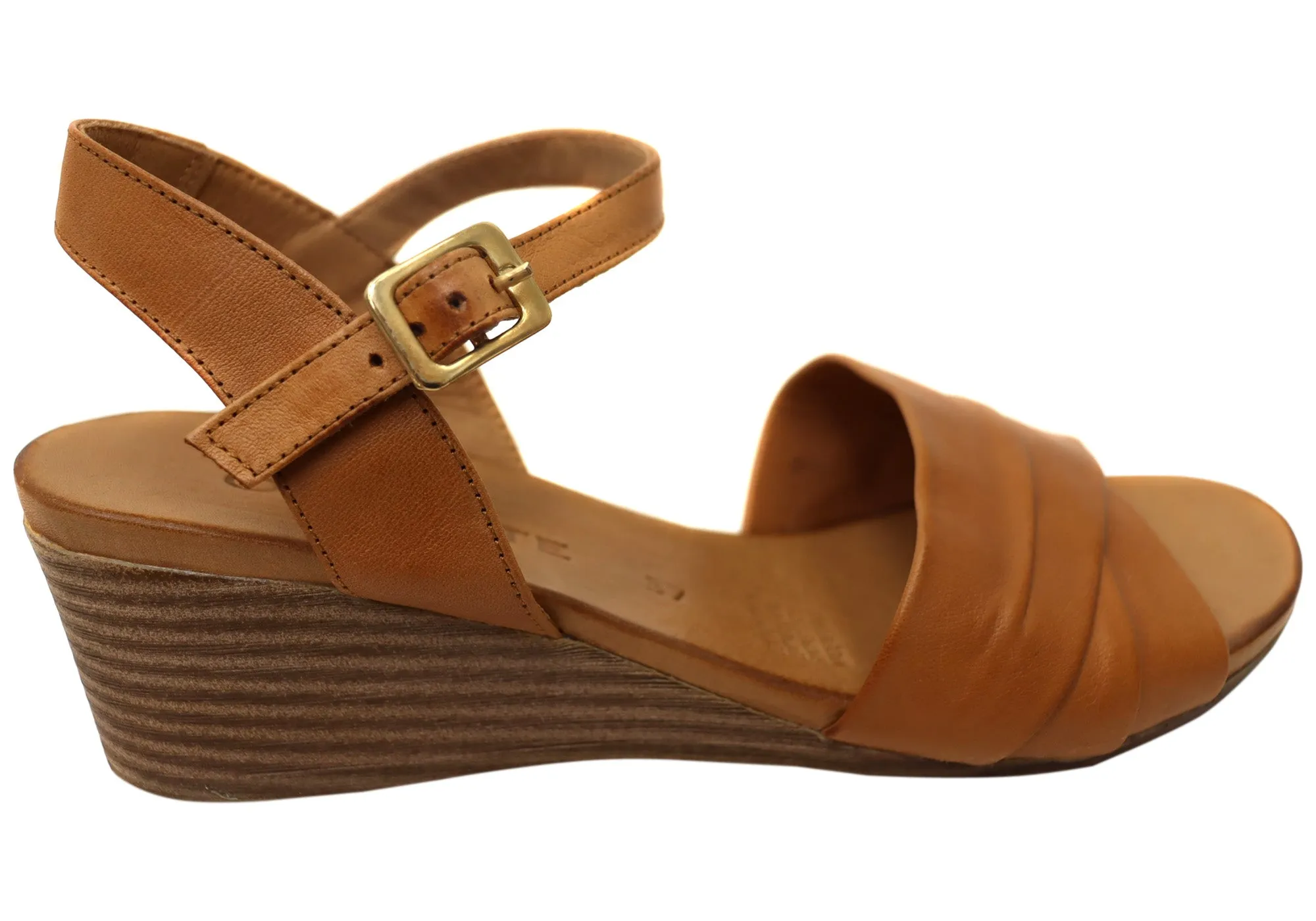 Orizonte Moonlight Damen Europäische Ledere Keil-Sandalen Orizonte Schuhe