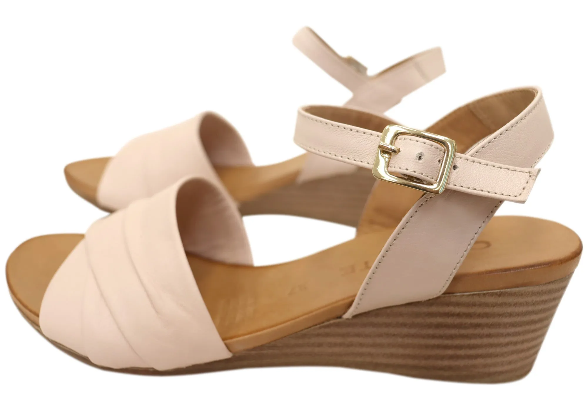 Orizonte Moonlight Damen Europäische Ledere Keil-Sandalen Orizonte Schuhe