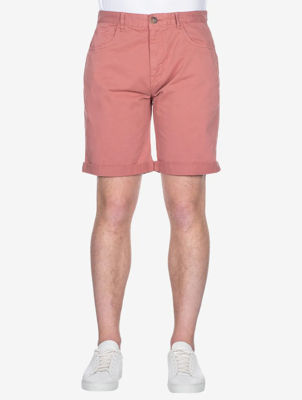 Übergefärbte Twill Shorts Rosa Lehm