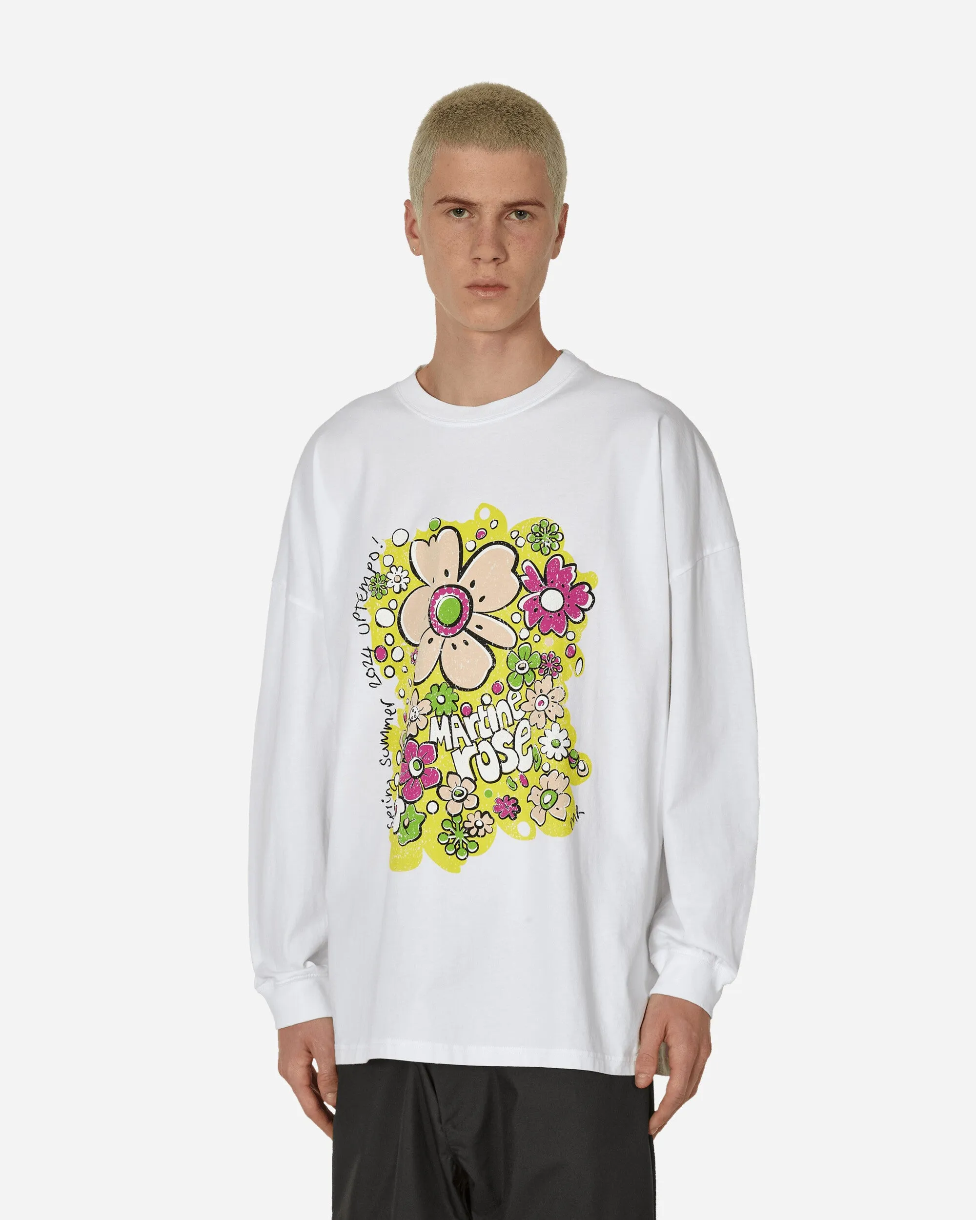 Übergroßes Langarm-T-Shirt Weiß