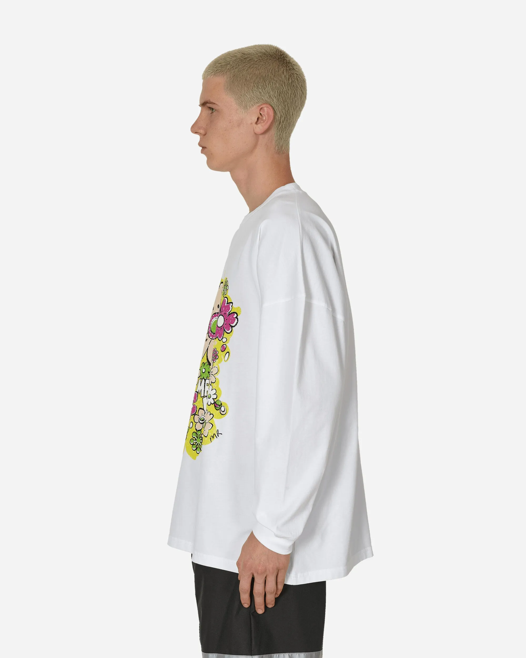 Übergroßes Langarm-T-Shirt Weiß