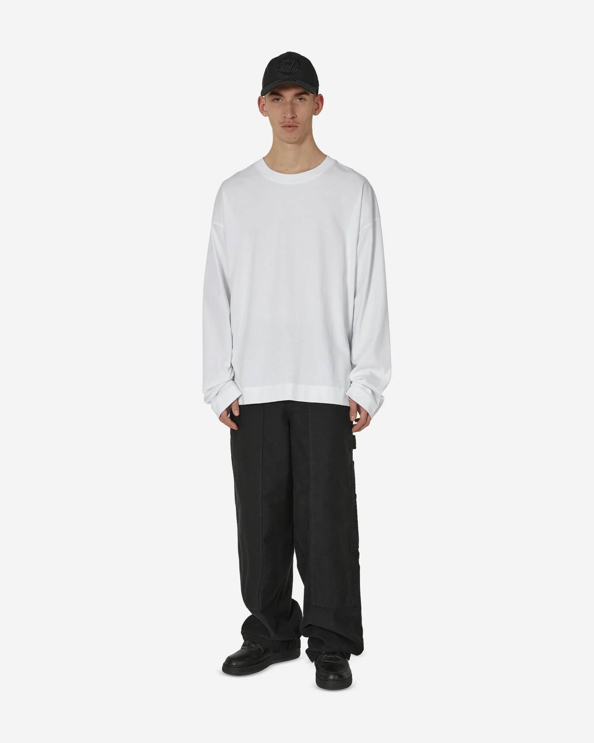 Übergroßes Langarm-T-Shirt Weiß