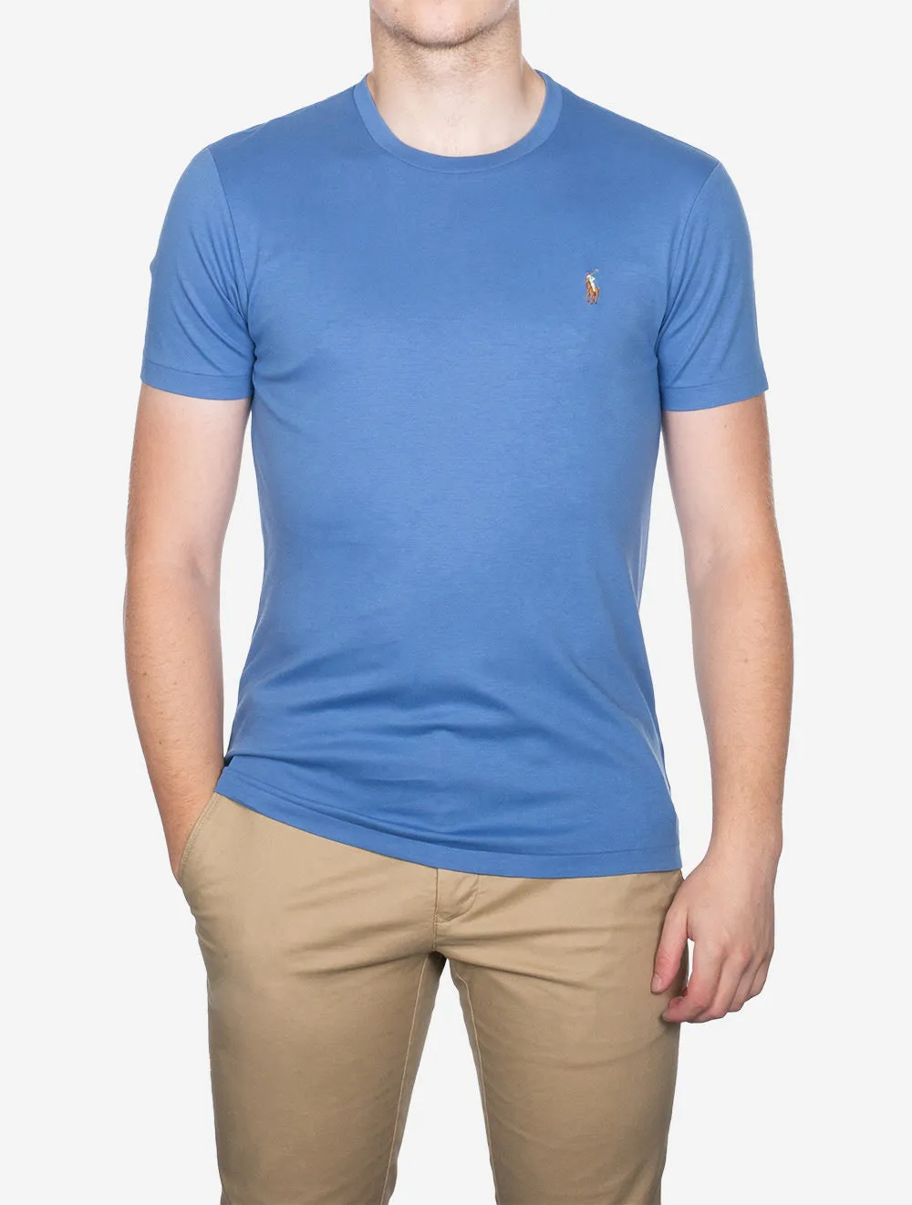Pima Kurzarm T-Shirt Blau