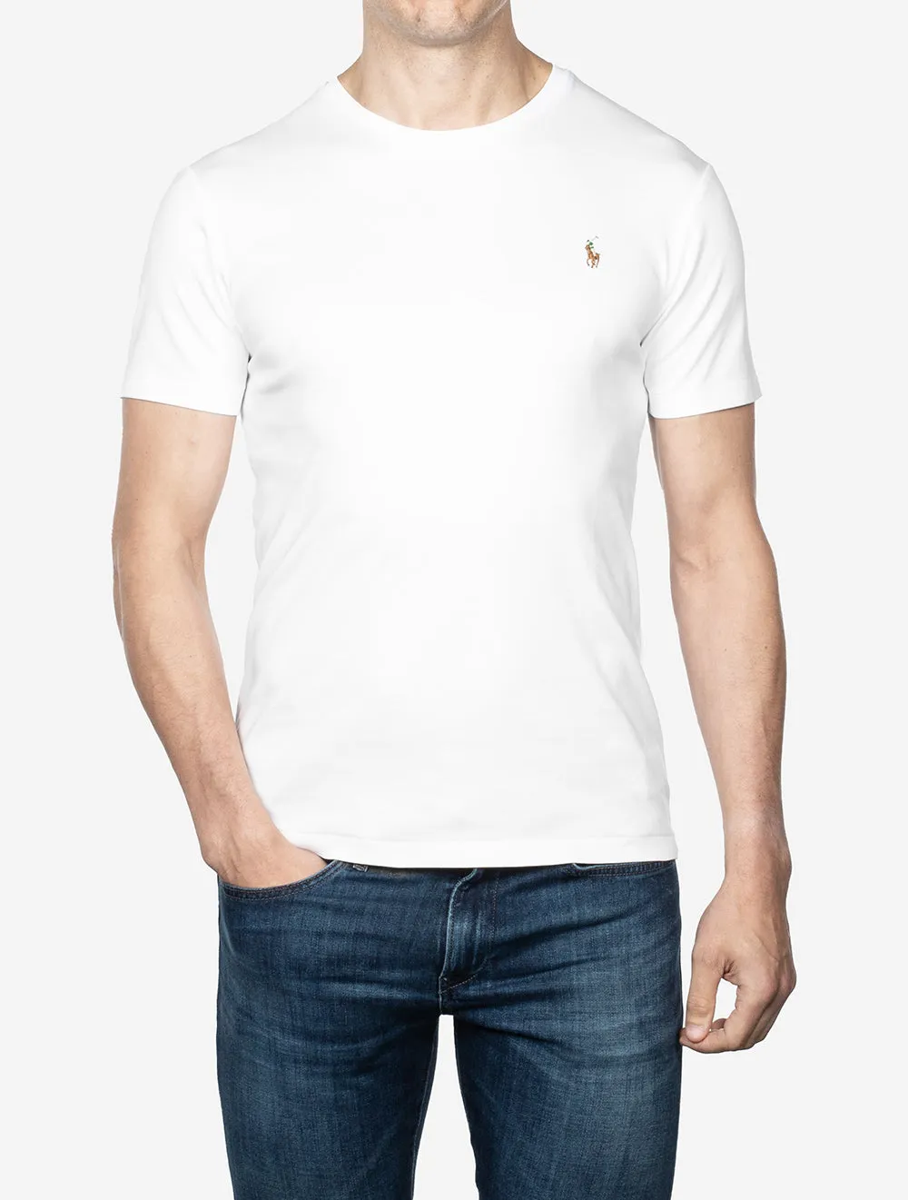 Pima Kurzarm T-Shirt Weiß