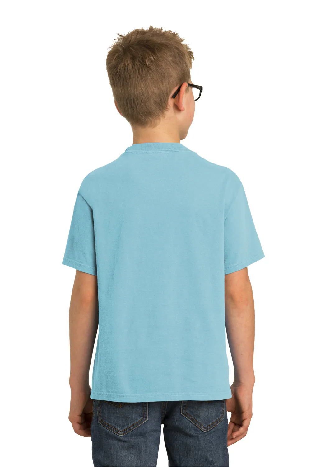 Port & Company Jugendliche Beach Wash Kurzarm Rundhals T-Shirt - Nebelblau