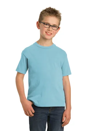 Port & Company Jugendliche Beach Wash Kurzarm Rundhals T-Shirt - Nebelblau