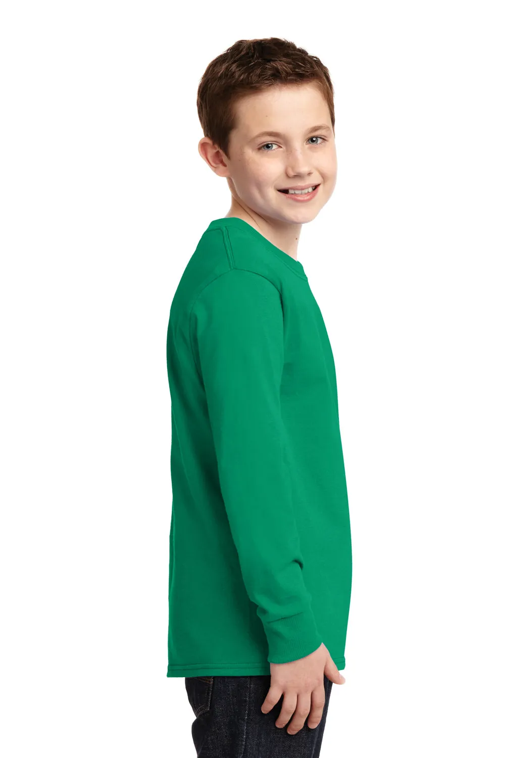 Port & Company Jugend Basic Langarm Rundhals T-Shirt - Kelly Grün