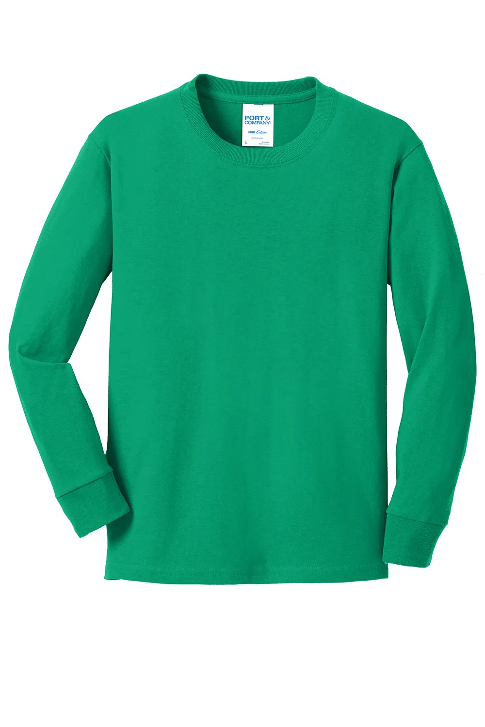 Port & Company Jugend Basic Langarm Rundhals T-Shirt - Kelly Grün