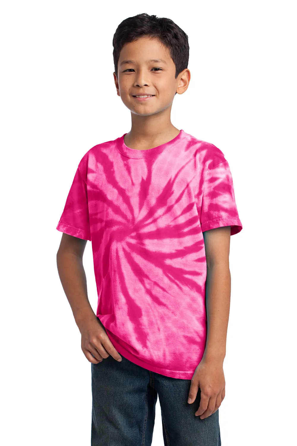 Port & Company Jugendliche Tie-Dye Kurzarm Rundhals T-Shirt - Rosa