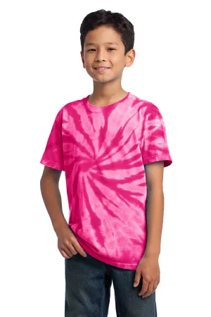 Port & Company Jugendliche Tie-Dye Kurzarm Rundhals T-Shirt - Rosa