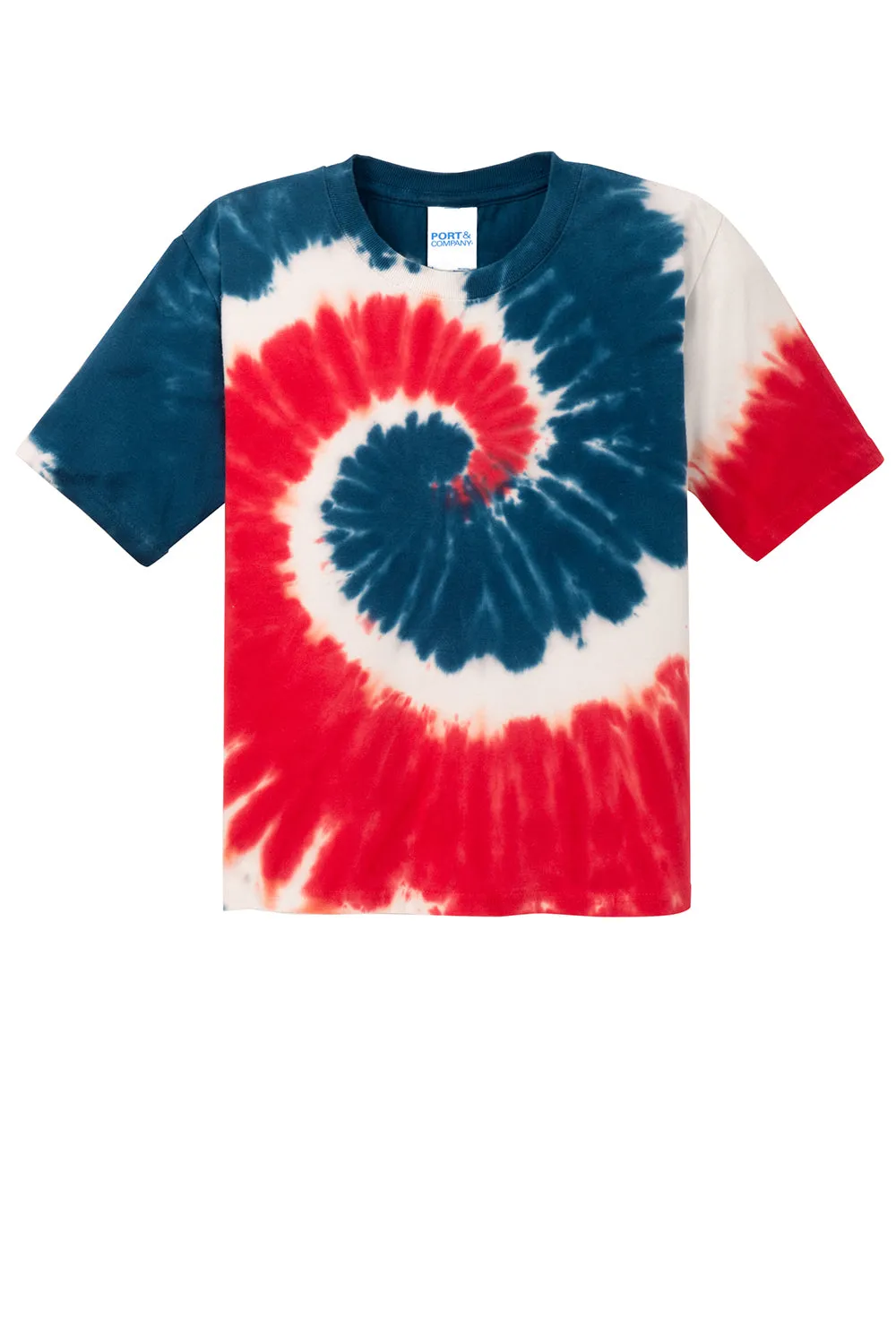 Port & Company Jugendliche Tie-Dye Kurzarm Rundhals T-Shirt - USA Regenbogen