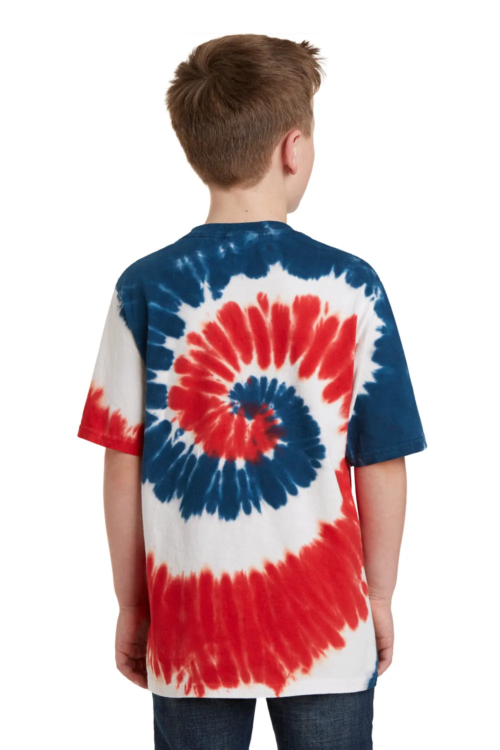 Port & Company Jugendliche Tie-Dye Kurzarm Rundhals T-Shirt - USA Regenbogen