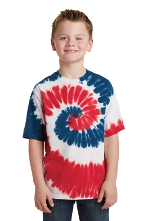 Port & Company Jugendliche Tie-Dye Kurzarm Rundhals T-Shirt - USA Regenbogen