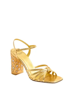 Preshoes Kristall-Schlangenleder-Sandale in Gold Kristall