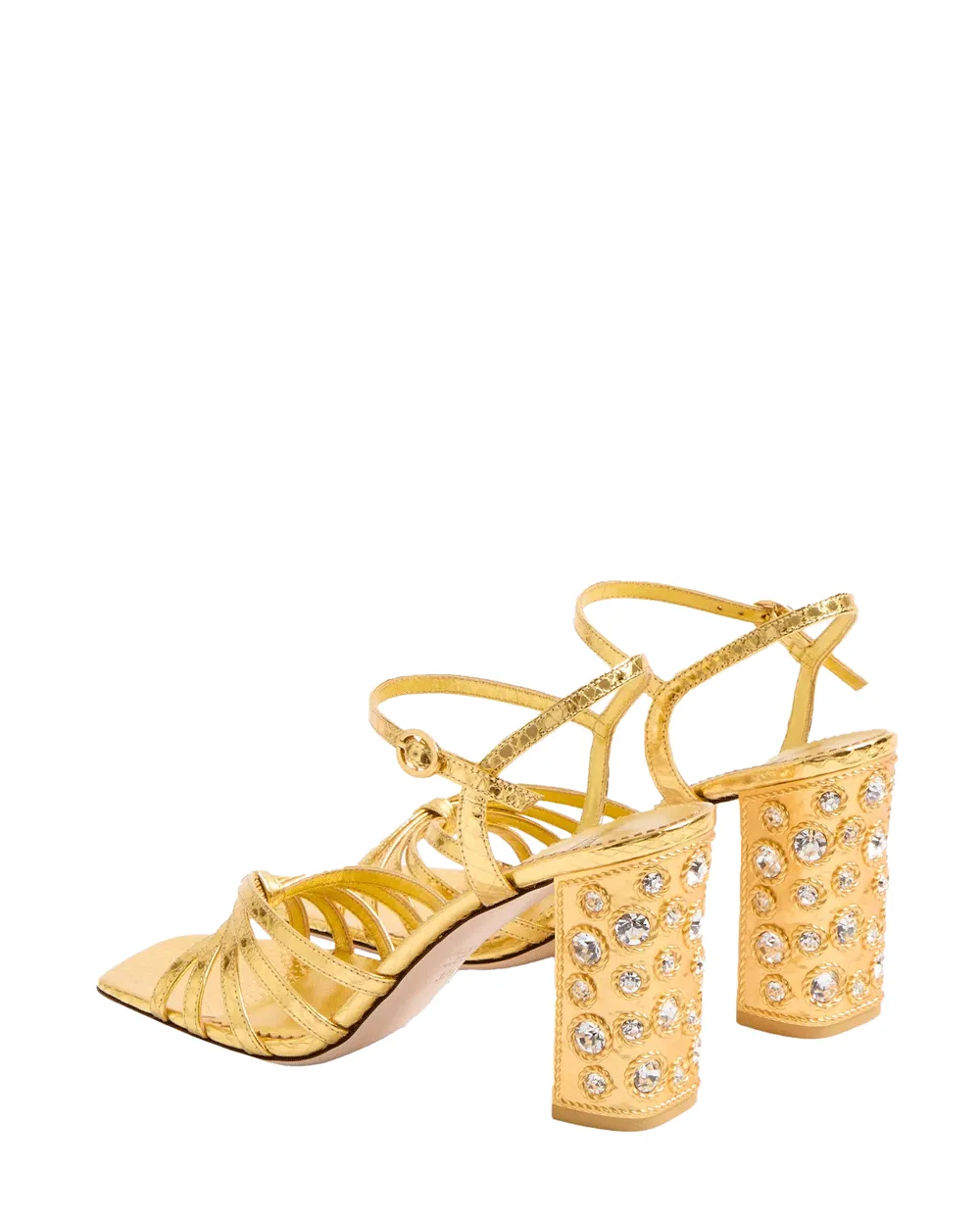 Preshoes Kristall-Schlangenleder-Sandale in Gold Kristall