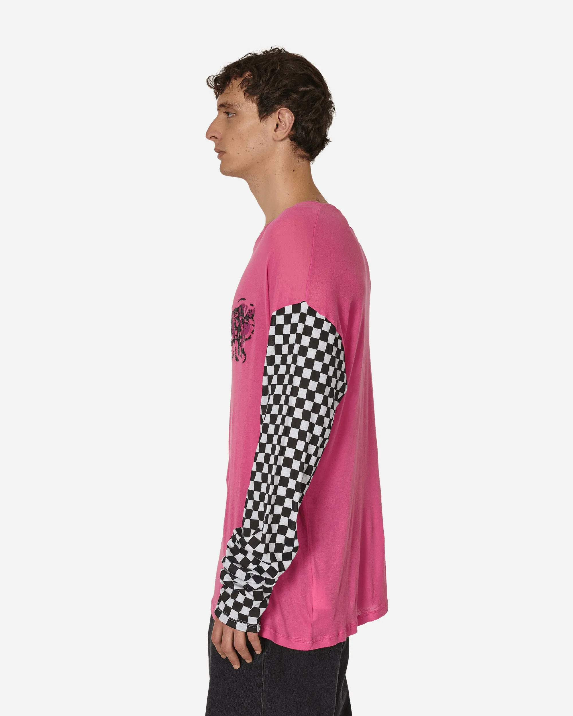 Bedrucktes Leichtes Jersey Langarm T-Shirt Fuchsia