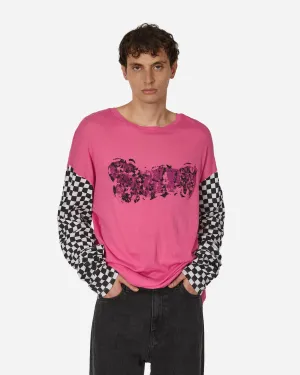 Bedrucktes Leichtes Jersey Langarm T-Shirt Fuchsia