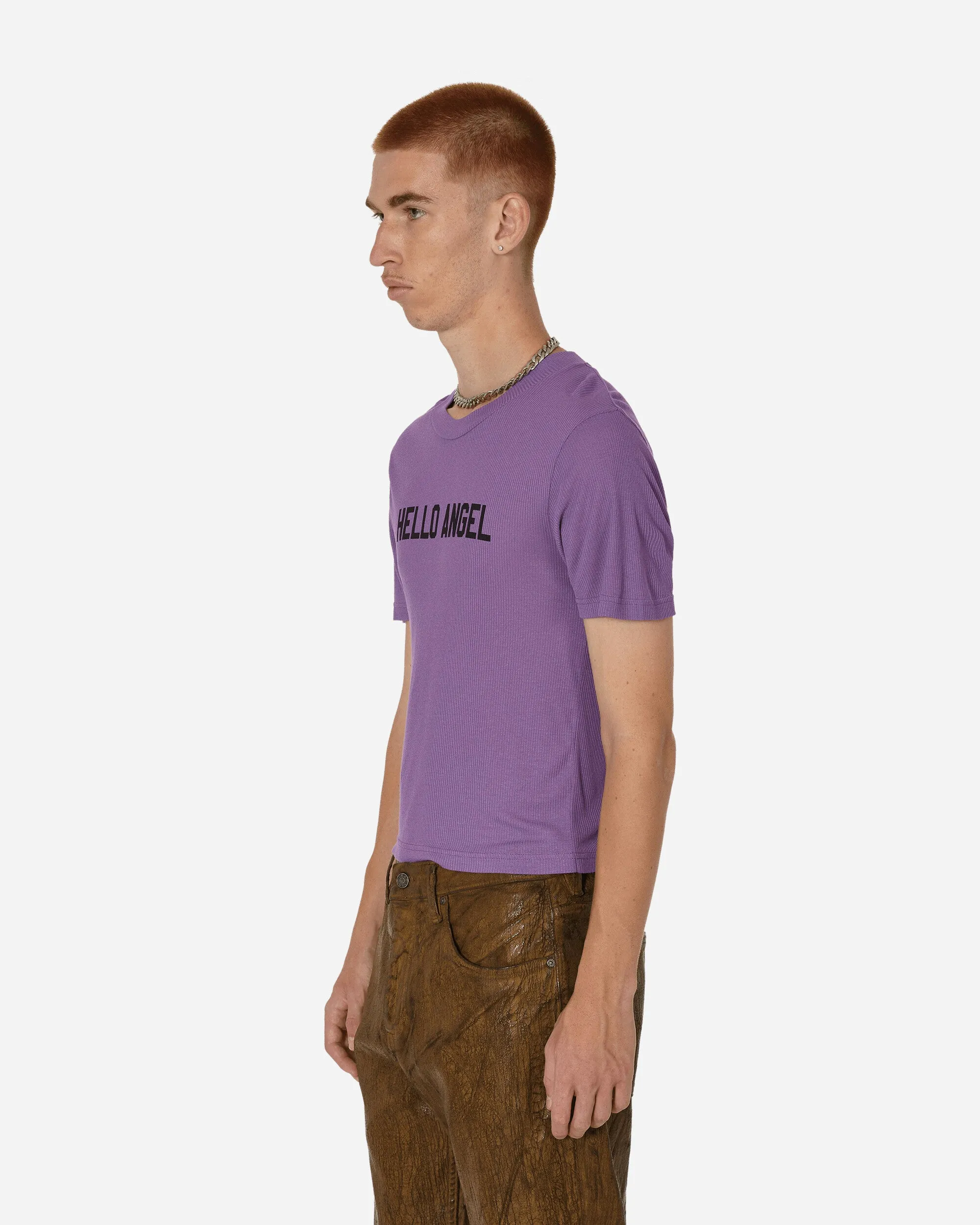 Bedrucktes Rippen-T-Shirt Lila