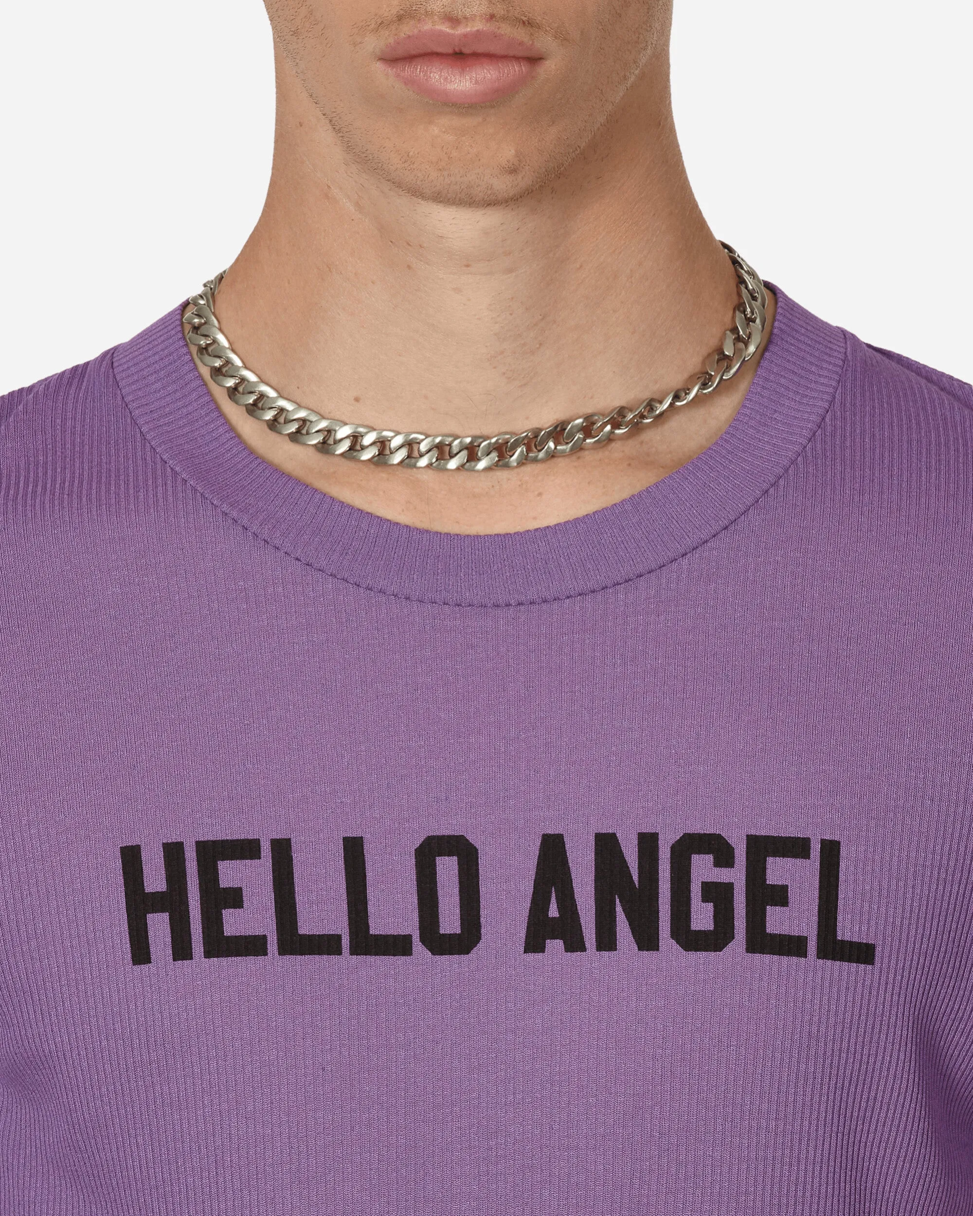 Bedrucktes Rippen-T-Shirt Lila