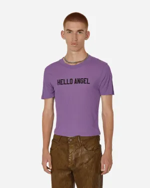 Bedrucktes Rippen-T-Shirt Lila