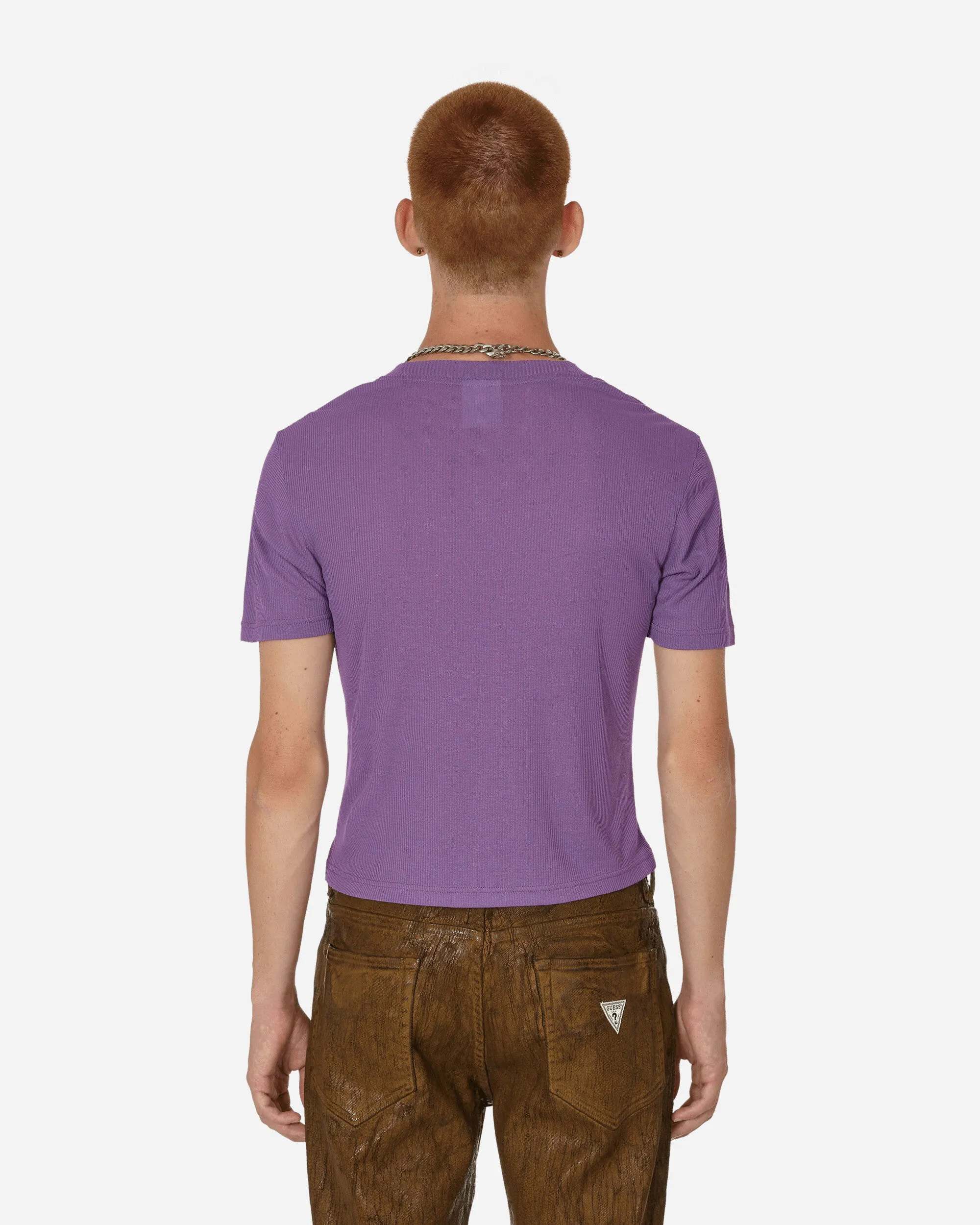 Bedrucktes Rippen-T-Shirt Lila