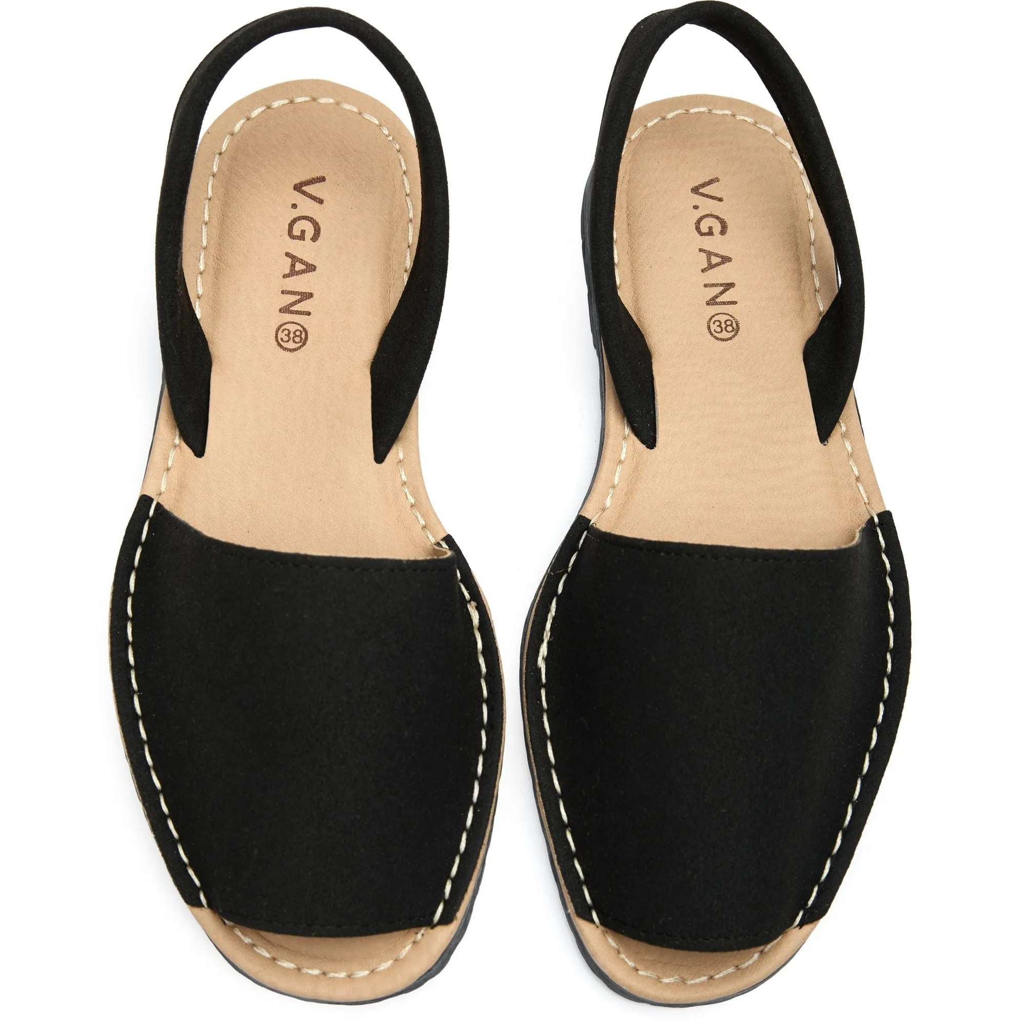 Rambu Damen Vegane Wildleder Menorca-Sandalen | Schwarz