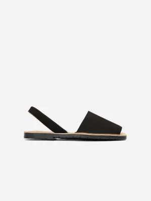 Rambu Damen Vegane Wildleder Menorca-Sandalen | Schwarz