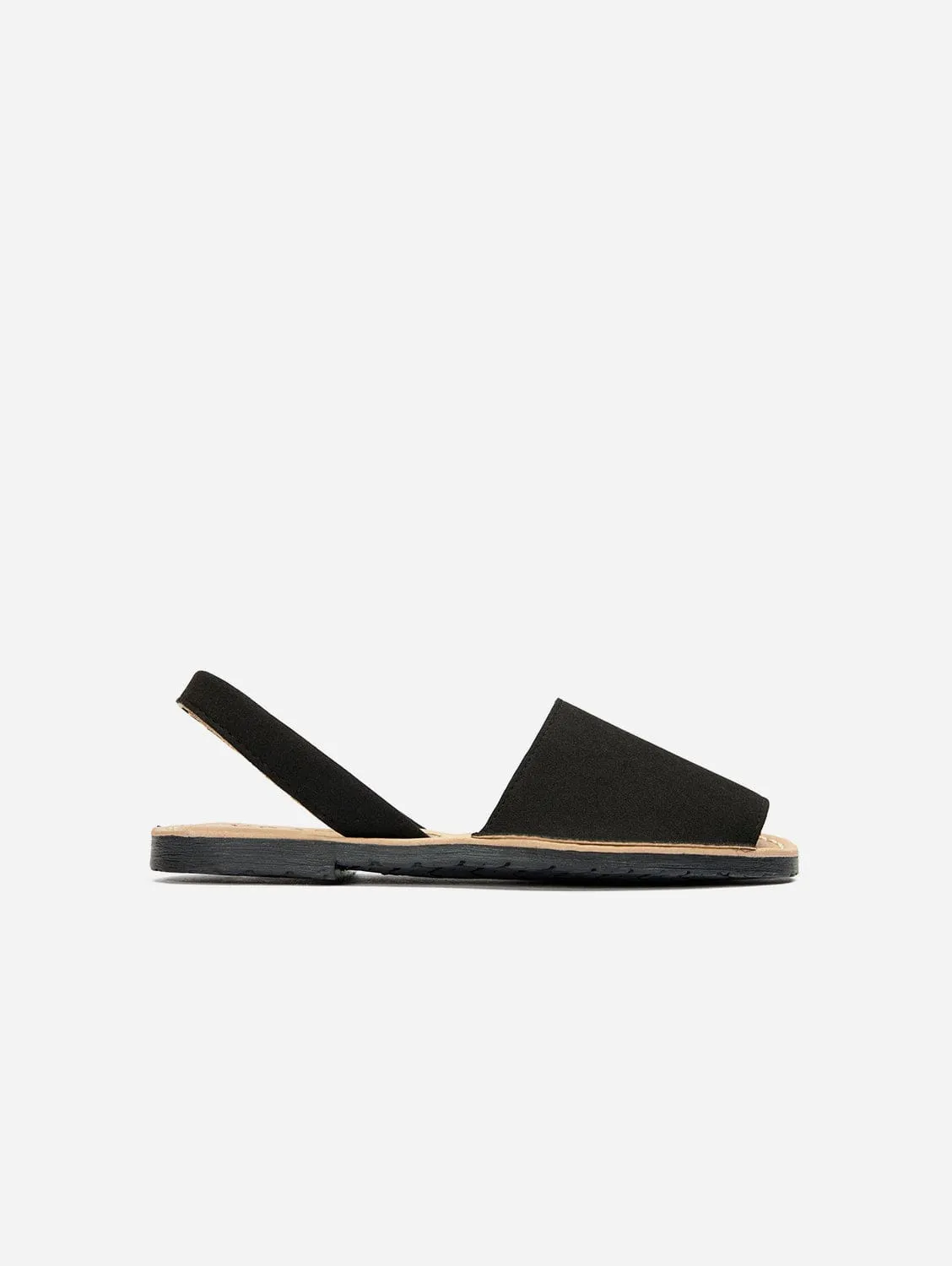 Rambu Damen Vegane Wildleder Menorca-Sandalen | Schwarz
