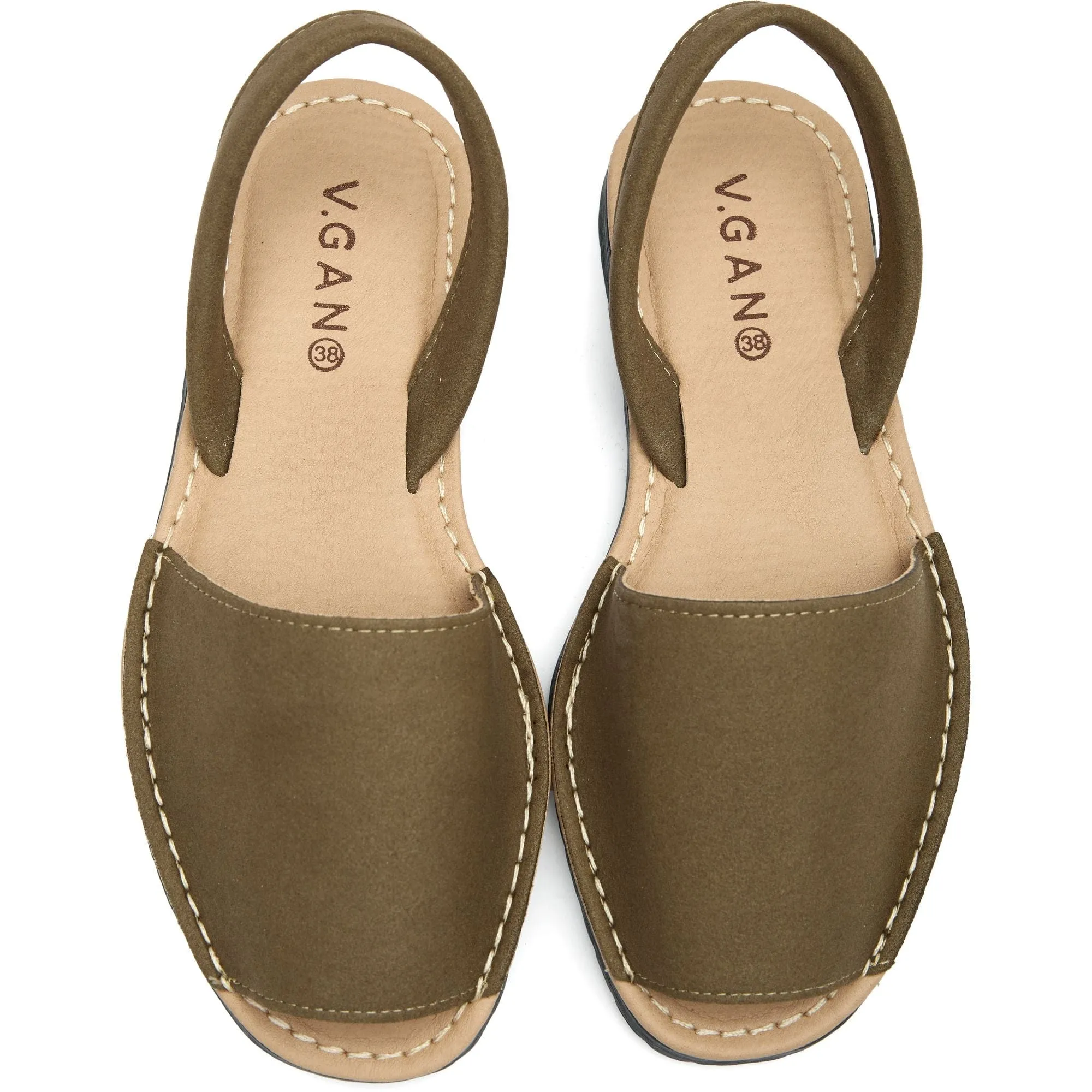 Rambu Damen Vegan Wildleder Menorca-Sandalen | Khaki